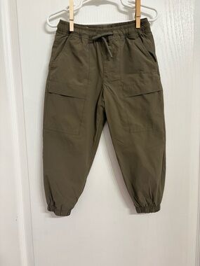 Zara Kids Olive-Tan BRING GOOD VIBES Joggers Size 4